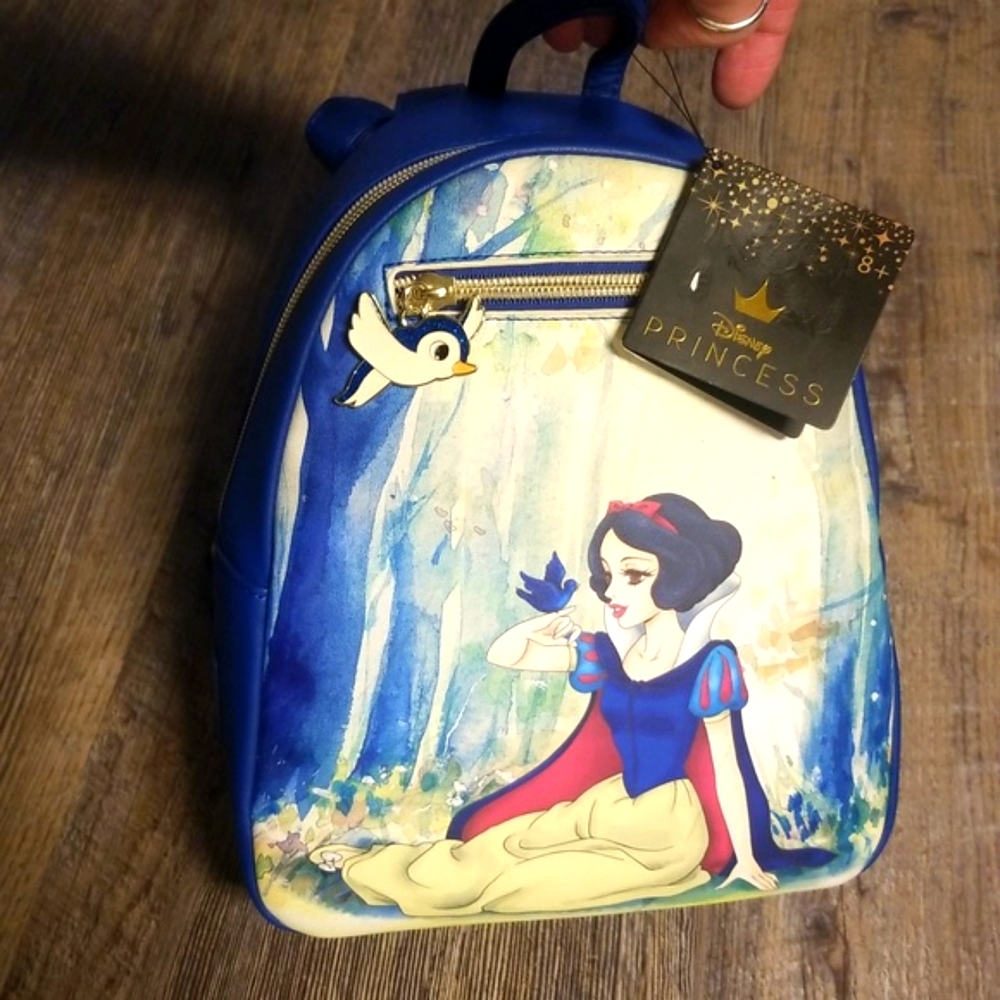 Loungefly New with Tag/Bag Backpack Snow White Disney Blue White Watercolors